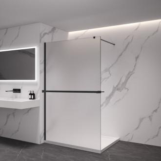 CERANO Sprchová zástěna Walk-in Onyx L/P +držák  černá mat, mléčné sklo 90x200