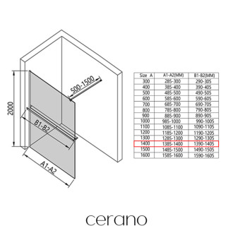 CERANO Sprchová zástěna Walk-in Onyx L/P +držák  chrom, mléčné sklo 140x200