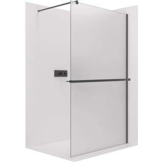 CERANO Sprchová zástěna Walk-in Onyx L/P +držák kulatá  černá mat, mléčné sklo 120x200