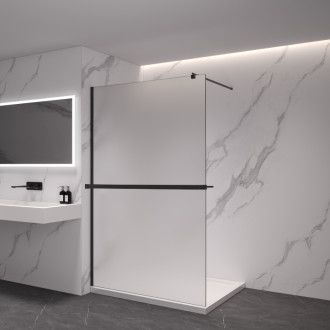 CERANO Sprchová zástěna Walk-in Onyx L/P +držák kulatá  černá mat, mléčné sklo 120x200