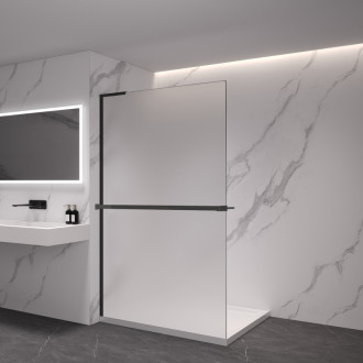 CERANO Sprchová zástěna Walk-in Onyx L/P +držák L-levá  černá mat, mléčné sklo 110x200