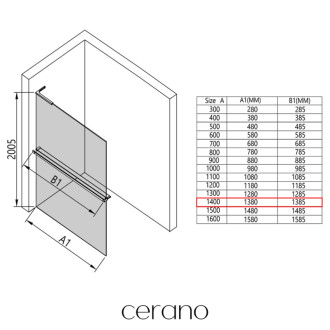 CERANO Sprchová zástěna Walk-in Onyx L/P +držák L-pravá  chrom, mléčné sklo 140x200