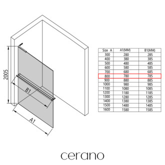 CERANO Sprchová zástěna Walk-in Onyx L/P +držák L-pravá  chrom, mléčné sklo 80x200