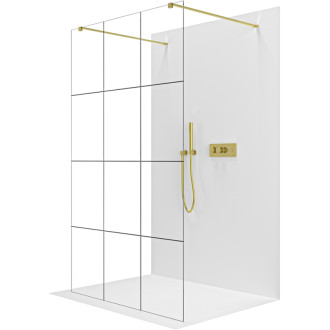 CERANO Sprchová zástěna Walk-in Onyx Duo L/P 8mm zlatá kartáč/industriální sklo 90x200
