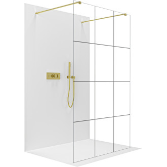 CERANO Sprchová zástěna Walk-in Onyx Duo L/P 8mm zlatá kartáč/industriální sklo 120x200