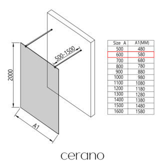 CERANO Sprchová zástěna Walk-in Onyx Duo L/P  bílá matná, mléčné sklo 60x200