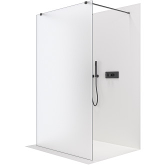 CERANO Sprchová zástěna Walk-in Onyx Duo L/P  černá mat, mléčné sklo 80x200