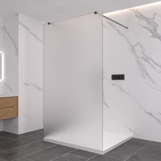 CERANO Sprchová zástěna Walk-in Onyx Duo L/P  černá mat, mléčné sklo 80x200