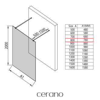 CERANO Sprchová zástěna Walk-in Onyx Duo L/P  černá mat, mléčné sklo 80x200