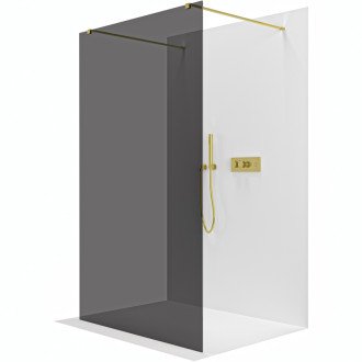 CERANO Sprchová zástěna Walk-in Onyx Duo L/P  zlatá kartáčovaná, grafitové sklo 50x200
