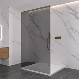 CERANO Sprchová zástěna Walk-in Onyx Duo L/P  zlatá kartáčovaná, grafitové sklo 50x200