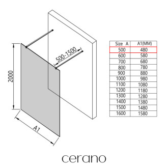 CERANO Sprchová zástěna Walk-in Onyx Duo L/P  zlatá kartáčovaná, grafitové sklo 50x200