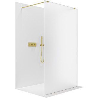 CERANO Sprchová zástěna Walk-in Onyx Duo L/P  zlatá kartáčovaná, mléčné sklo 140x200