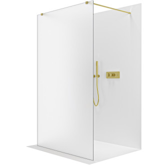 CERANO Sprchová zástěna Walk-in Onyx Duo L/P  zlatá kartáčovaná, mléčné sklo 50x200