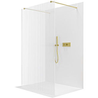 CERANO Sprchová zástěna Walk-in Onyx Duo L/P  zlatá kartáčovaná, rýhované sklo 100x200