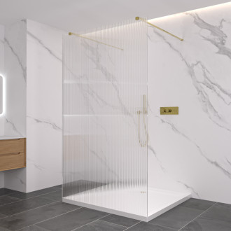 CERANO Sprchová zástěna Walk-in Onyx Duo L/P  zlatá kartáčovaná, rýhované sklo 70x200
