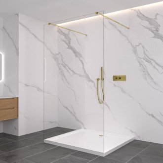 CERANO Sprchová zástěna Walk-in Onyx Duo L/P  zlatá kartáčovaná, transparent sklo 110x200