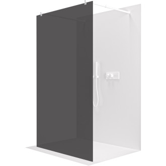 CERANO Sprchová zástěna Walk-in Onyx Duo L/P kulatá  bílá matná, grafitové sklo 110x200