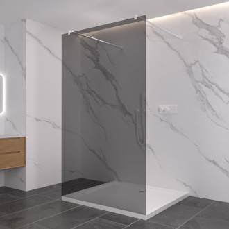 CERANO Sprchová zástěna Walk-in Onyx Duo L/P kulatá  bílá matná, grafitové sklo 110x200