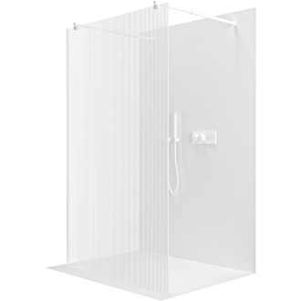 CERANO Sprchová zástěna Walk-in Onyx Duo L/P kulatá  bílá matná, rýhované sklo 80x200