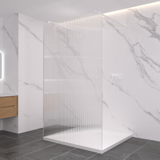 CERANO Sprchová zástěna Walk-in Onyx Duo L/P kulatá  bílá matná, rýhované sklo 80x200