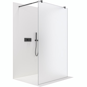 CERANO Sprchová zástěna Walk-in Onyx Duo L/P kulatá  černá mat, mléčné sklo 110x200