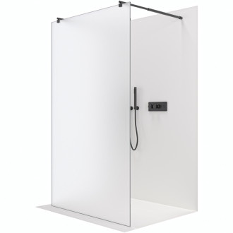 CERANO Sprchová zástěna Walk-in Onyx Duo L/P kulatá  černá mat, mléčné sklo 110x200