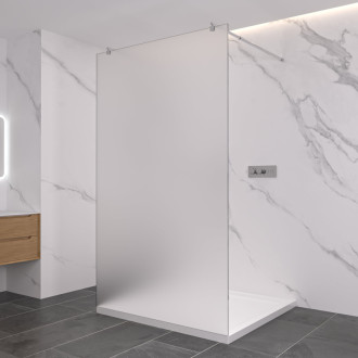 CERANO Sprchová zástěna Walk-in Onyx Duo L/P kulatá  chrom, mléčné sklo 110x200