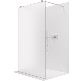 CERANO Sprchová zástěna Walk-in Onyx Duo L/P kulatá  chrom, mléčné sklo 140x200