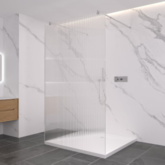 CERANO Sprchová zástěna Walk-in Onyx Duo L/P kulatá  chrom, rýhované sklo 120x200