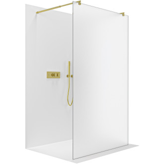 CERANO Sprchová zástěna Walk-in Onyx Duo L/P kulatá zlatá kartáčovaná, mléčné sklo 110x200