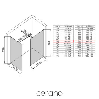 CERANO Sprchová zástěna Walk-in Onyx T L/P  černá mat, grafitové sklo 140x140