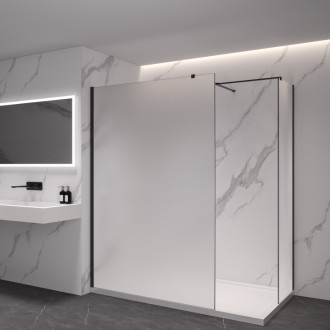 CERANO Sprchová zástěna Walk-in Onyx T L/P  černá mat, mléčné sklo 110x90