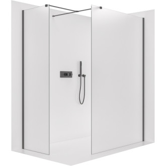CERANO Sprchová zástěna Walk-in Onyx T L/P  černá mat, mléčné sklo 140x110