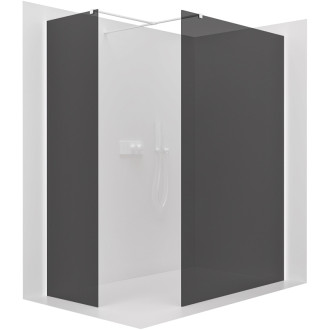 CERANO Sprchová zástěna Walk-in Onyx T L/P  chrom, grafitové sklo- 140x130