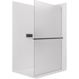 CERANO Sprchová zástěna Walk-in Crystal L/P +držák černá mat, mléčné sklo 140x200