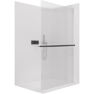 CERANO Sprchová zástěna Walk-in Crystal L/P +držák černá mat, rýhované sklo 120x200