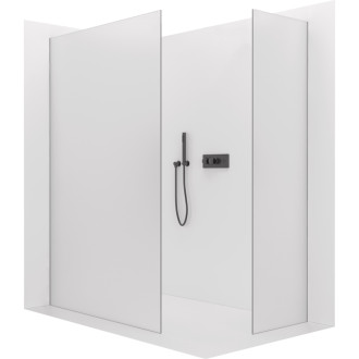 CERANO Sprchová zástěna Walk-in Onyx T L/P  černá mat, mléčné sklo 140x80