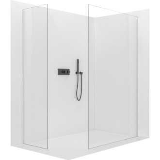CERANO Sprchová zástěna Walk-in Onyx T L/P  černá mat, transparent sklo 110x90