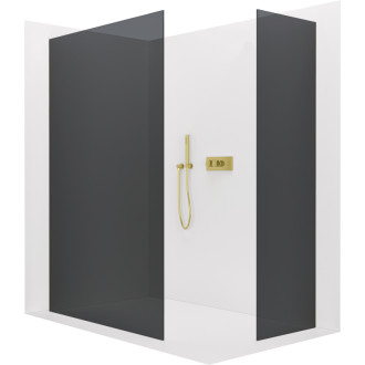 CERANO Sprchová zástěna Walk-in Onyx T L/P  zlatá kartáčovaná, grafitové sklo 160x110