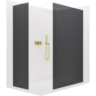 CERANO Sprchová zástěna Walk-in Onyx T L/P  zlatá kartáčovaná, grafitové sklo 160x110