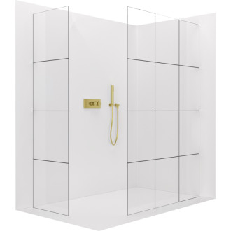 CERANO Sprchová zástěna Walk-in Onyx T L/P  zlatá kartáčovaná, industriální sklo 140x120