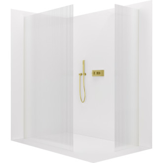 CERANO Sprchová zástěna Walk-in Onyx T L/P  zlatá kartáčovaná, rýhované sklo 140x100