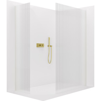 CERANO Sprchová zástěna Walk-in Onyx T L/P  zlatá kartáčovaná, rýhované sklo 160x140