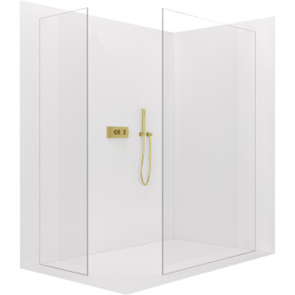 CERANO Sprchová zástěna Walk-in Onyx T L/P  zlatá kartáčovaná, transparent sklo 140x70