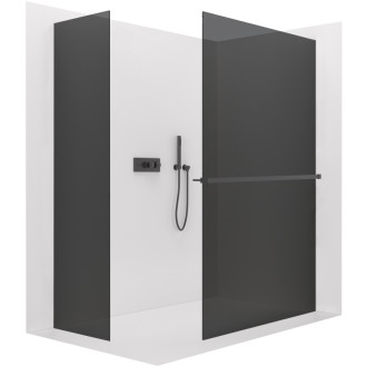 CERANO Sprchová zástěna Walk-in Onyx T L/P  +držák černá mat, grafitové sklo 120x80