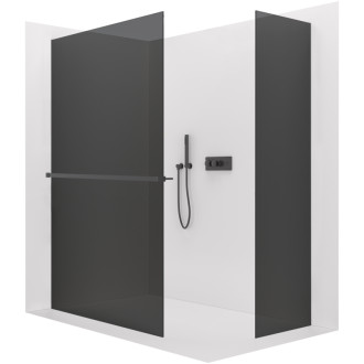 CERANO Sprchová zástěna Walk-in Onyx T L/P  +držák černá mat, grafitové sklo 130x90