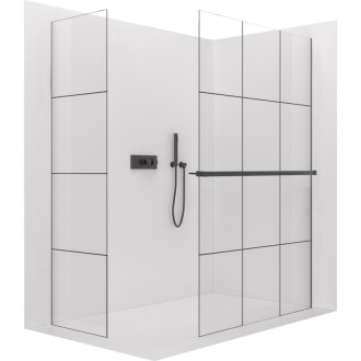 CERANO Sprchová zástěna Walk-in Onyx T L/P  +držák černá mat, industriální sklo 110x90