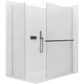 CERANO Sprchová zástěna Walk-in Onyx T L/P  +držák černá mat, mléčné sklo 100x50