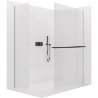 CERANO Sprchová zástěna Walk-in Onyx T L/P  +držák černá mat, rýhované sklo- 160x130